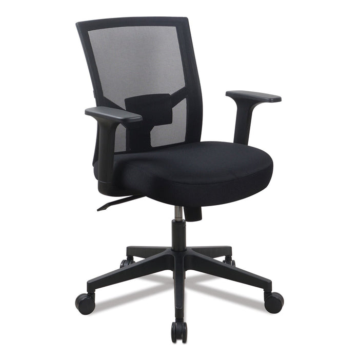 Workspace by Alera Mesh Back Fabric Task Chair, Supports Up to 275 lb, 17.32" to 21.1" Seat Height, Black Seat, Black Back