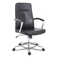 Workspace by Alera Leather Task Chair, Supports Up to 275 lb, 18.19" to 21.93" Seat Height, Black Seat, Black Back