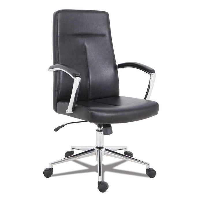 Workspace by Alera Leather Task Chair, Supports Up to 275 lb, 18.19" to 21.93" Seat Height, Black Seat, Black Back