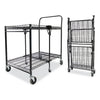 Bostitch Stowaway Folding Carts, Metal, 2 Shelves, 250 lb Capacity, 35" x 37.25" x 22", Black