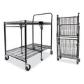 Bostitch Stowaway Folding Carts, Metal, 2 Shelves, 250 lb Capacity, 35" x 37.25" x 22", Black