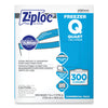 Ziploc Double Zipper Freezer Bags, 1 qt, 2.7 mil, 7" x 7.75", Clear, 300/Carton