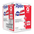 Ziploc Double Zipper Storage Bags, 1 qt, 1.75 mil, 7" x 7.75", Clear, 500/Box