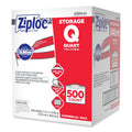 Ziploc Double Zipper Storage Bags, 1 qt, 1.75 mil, 7" x 7.75", Clear, 500/Box