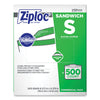 Ziploc Resealable Sandwich Bags, 1.2 mil, 6.5" x 6", Clear, 500/Box