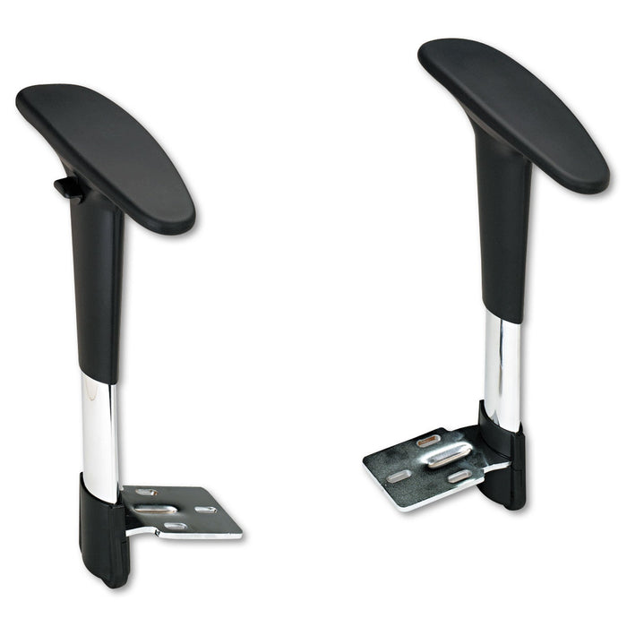 Safco Optional Height-Adjustable T-Pad Arms for Safco Metro Extended-Height Chairs, Black/Chrome, 2/Set