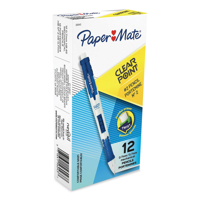 Paper Mate Clear Point Mechanical Pencil, 0.7 mm, HB (#2.5), Black Lead, Blue Barrel