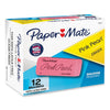Paper Mate Pink Pearl Eraser, For Pencil Marks, Rectangular Block, Large, Pink, 12/Box