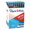 Paper Mate InkJoy 50ST Ballpoint Pen, Stick, Medium 1 mm, Black Ink, White/Black Barrel, 60/Pack