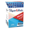 Paper Mate InkJoy 50ST Ballpoint Pen, Stick, Medium 1 mm, Blue Ink, White/Blue Barrel, 60/Pack