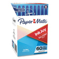 Paper Mate InkJoy 50ST Ballpoint Pen, Stick, Medium 1 mm, Blue Ink, White/Blue Barrel, 60/Pack