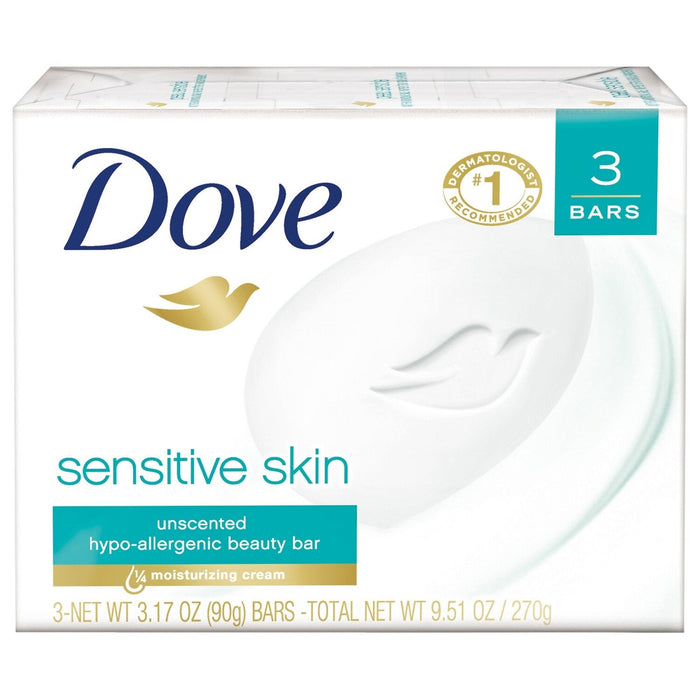 Dove Beauty Bar for Sensitive Skin - 3.17 oz (3 Count) - Fragrance Free by Pasteur Pharmacy