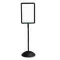 Safco Double Sided Sign, Magnetic/Dry Erase Steel, 18 x 18, White, Black Frame