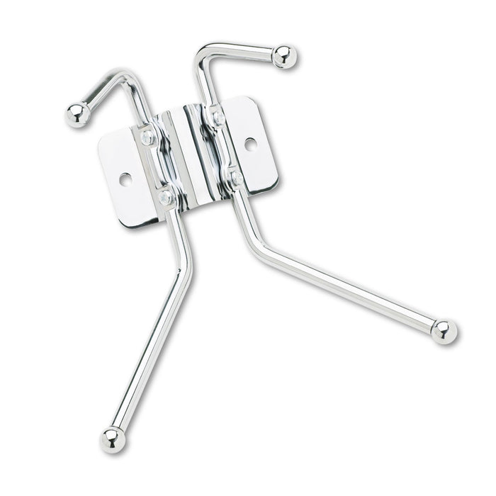 Safco Metal Wall Rack, Two Ball-Tipped Double-Hooks, Metal, 6.5w x 3d x 7h, Chrome