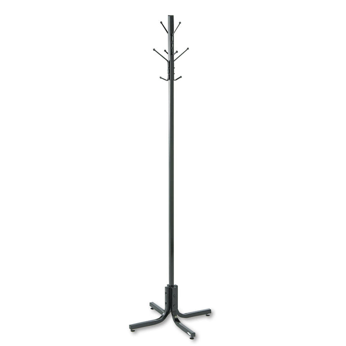 Safco Metal Costumer, Four Ball-Tipped Double-Hooks, 21w x 21d x 70h, Black