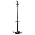 Safco Metal Costumer with Umbrella Holder, Four Ball-Tipped Double-Hooks, 21w x 21d x 70h, Black