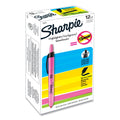 Sharpie Retractable Highlighters, Fluorescent Pink Ink, Chisel Tip, Pink/Black Barrel, Dozen
