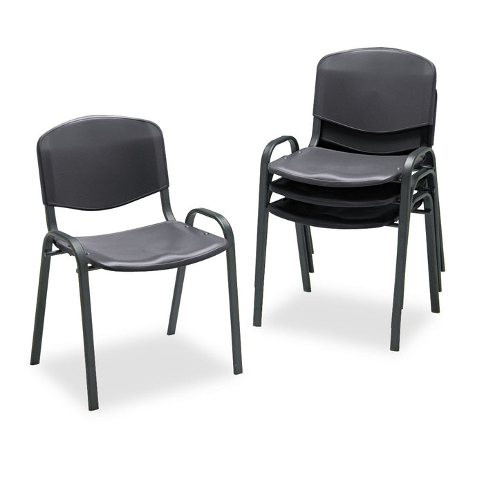 Safco Stacking Chair, Supports Up to 250 lb, Black, 4/Carton