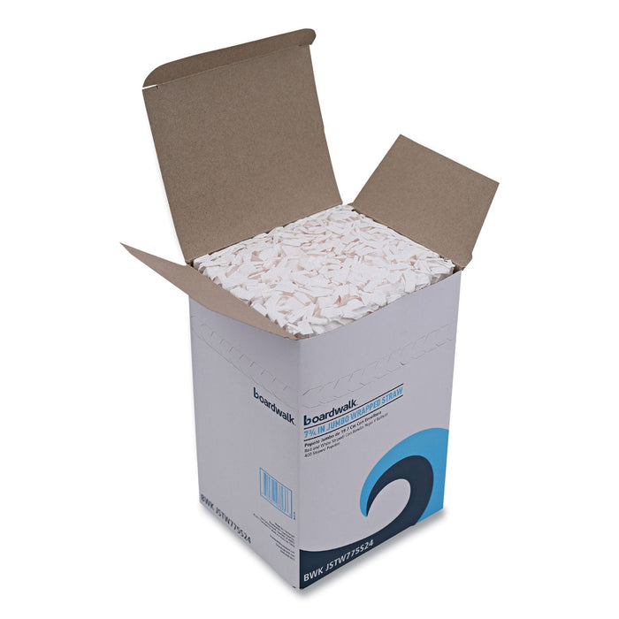 Boardwalk Wrapped Jumbo Straws, 7.75", Plastic, Red w/White Stripe, 400/Pack, 25 Packs/Carton