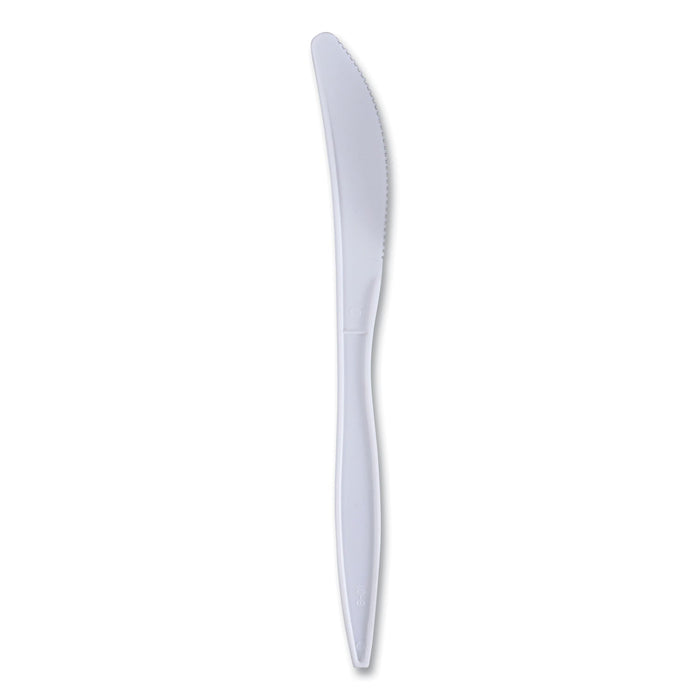Boardwalk Mediumweight Wrapped Polypropylene Cutlery, Knives, White, 1,000/Carton