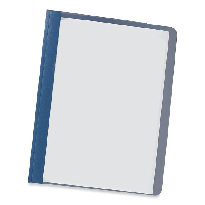 Universal Clear Front Report Covers with Fasteners, Three-Prong Fastener, 0.5" Capacity,  8.5 x 11, Clear/Dark Blue, 25/Box