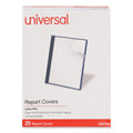 Universal Clear Front Report Cover, Prong Fastener, 0.5" Capacity, 8.5 x 11, Clear/Dark Blue, 25/Box
