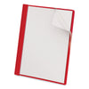 Universal Clear Front Report Cover, Prong Fastener, 0.5" Capacity, 8.5 x 11, Clear/Red, 25/Box