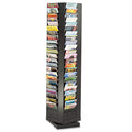 Safco Steel Rotary Magazine Rack, 92 Compartments, 14w x 14d x 68h, Black