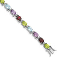 Genuine Multiple Gemstone Link Bracelet Silver by Fine Color Jewels