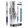Zebra F-301 Ballpoint Pen, Retractable, Fine 0.7 mm, Blue Ink, Stainless Steel/Blue Barrel