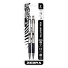 Zebra F-301 Ballpoint Pen, Retractable, Fine 0.7 mm, Black Ink, Stainless Steel/Black Barrel, 2/Pack