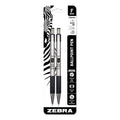 Zebra F-301 Ballpoint Pen, Retractable, Fine 0.7 mm, Black Ink, Stainless Steel/Black Barrel, 2/Pack