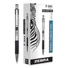 Zebra F-301 Ballpoint Pen, Retractable, Fine 0.7 mm, Black Ink, Stainless Steel/Black Barrel