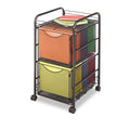 Safco Onyx Mesh Mobile Double File, Metal, 1 Shelf, 2 Drawers, 15.75" x 17" x 27", Black