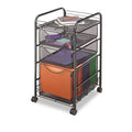 Safco Onyx Mesh Mobile File with Two Supply Drawers, Metal, 1 Shelf, 3 Drawers, 15.75" x 17" x 27", Black