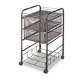 Safco Onyx Mesh Mobile File with Four Supply Drawers, Metal, 1 Shelf, 4 Drawers, 15.75" x 17" x 27", Black