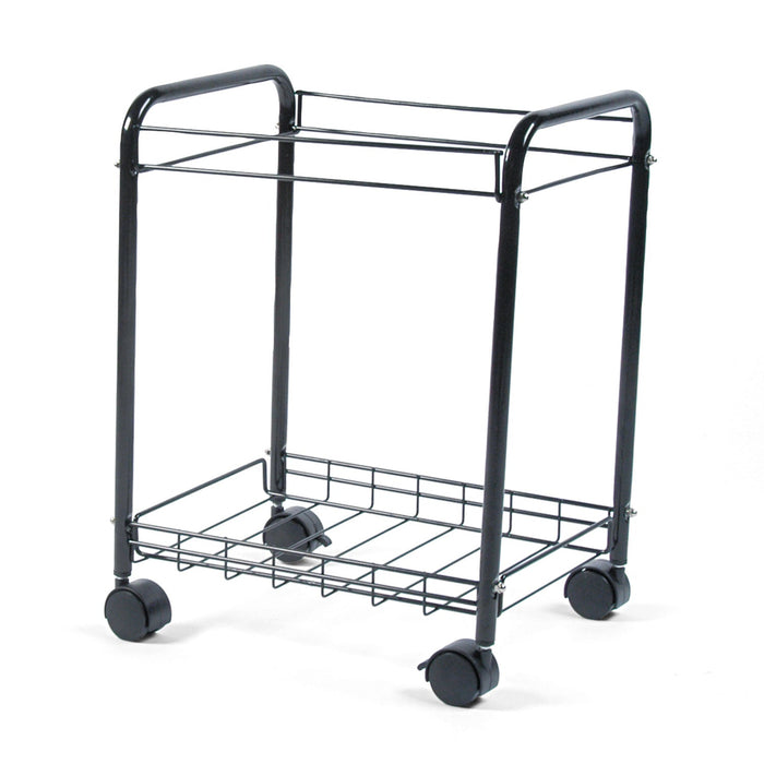 Safco Desk Side File Cart, Metal, 1 Shelf, 1 Bin, 17.5" x 13" x 22", Black
