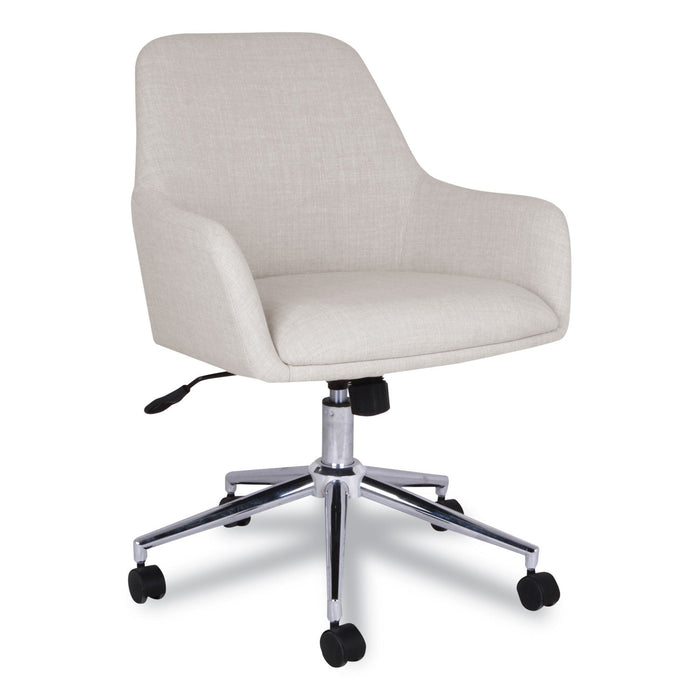 Workspace by Alera Mid-Century Task Chair, Supports Up to 275 lb, 18.9" to 22.24" Seat Height, Cream Seat, Cream Back
