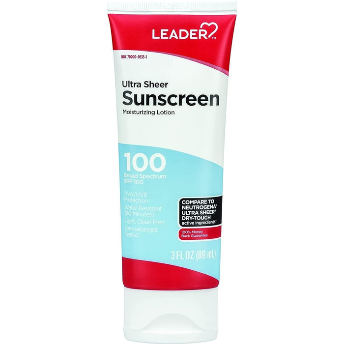 Leader Ultra Sheer Moisturizing Sunscreen Lotion SPF100, 3 Oz by Pasteur Pharmacy