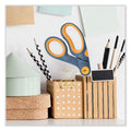 Westcott Non-Stick Titanium Bonded Scissors, 8" Long, 3.25" Cut Length, Gray/Yellow Bent Handle