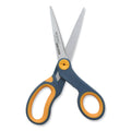 Westcott Non-Stick Titanium Bonded Scissors, 8" Long, 3.25" Cut Length, Gray/Yellow Straight Handles, 3/Pack