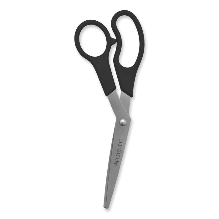 Westcott Value Line Stainless Steel Shears, 8" Long, 3.5" Cut Length, Black Offset Handles, 3/Pack