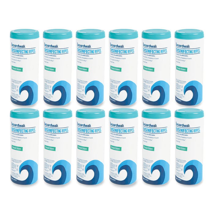 Boardwalk Disinfecting Wipes, 7 x 8, Fresh Scent, 35/Canister, 12 Canisters/Carton