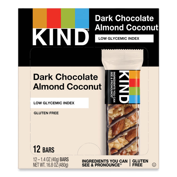 KIND Fruit and Nut Bars, Dark Chocolate Almond and Coconut, 1.4 oz Bar, 12/Box