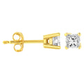14K Yellow Gold 1/3 Cttw Princess-Cut Square Near Colorless Diamond Classic 4-Prong Solitaire Stud Earrings (J-K Color, I1-I2 Clarity) by Bids.com