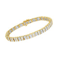 10K Yellow Gold 4.0 Cttw Alternating Baguette & Round Cut Diamond Bezel- & Prong-Set 7" Tennis Bracelet (G-H Color, SI1-SI2 Clarity) by Bids.com