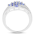 1.59 Carat Genuine Tanzanite and White Topaz .925 Sterling Silver Ring by Bids.com