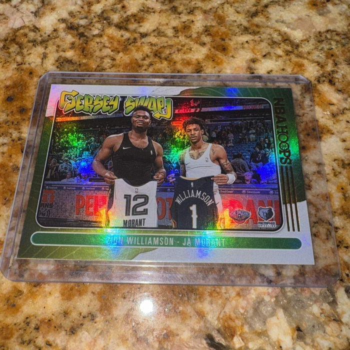 Zion Williamson & Ja Morant Jersey Swap #10 2020-21 NBA Hoops Holo Silver+Base by Price Is Right Miami