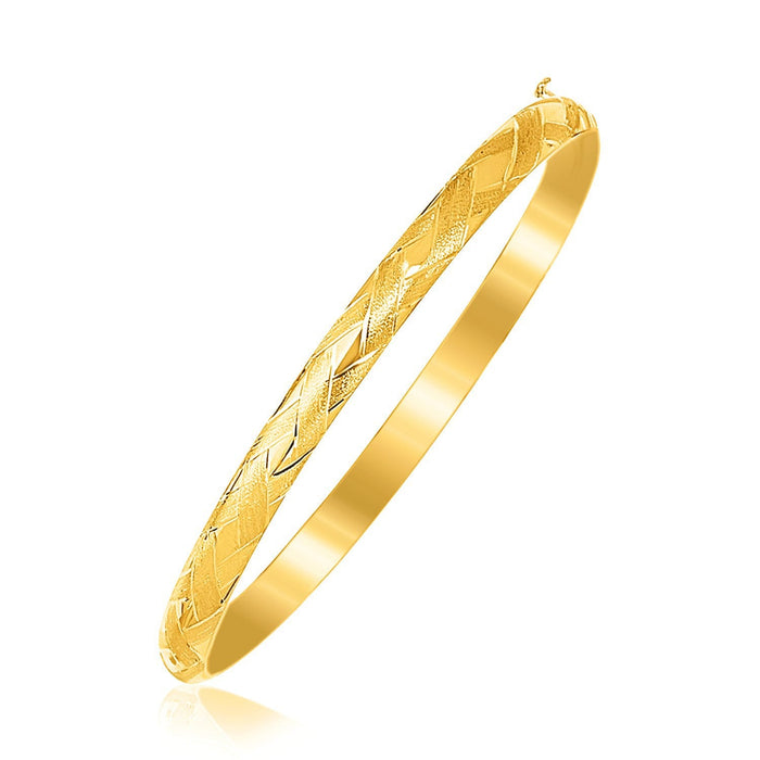 14k Yellow Gold Children's Bangle with Diamond Cuts by Bids.com