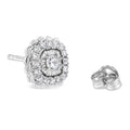 .925 Sterling Silver 1/2 Cttw Round-Cut Diamond Halo Cluster Stud Earring (I-J Color, I2-I3 Clarity) by Bids.com